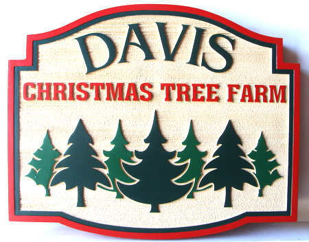 M22087- Sandblasted Wood Evergreen (Christmas Tree) Sign