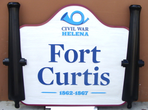 V31895 - Carved 3D HDU Historical Fort Curtis (Civil War) Sign