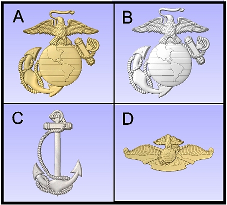 V31491 - USMC 3D Carved Art Appliques for Plaques