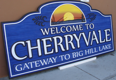 M22055A - Carved Wood Community Entrance Sign, Side View