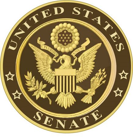 U30154 - Carved 3D Wooden Wall Plaque for the US Senate, Gold Leaf and Bronze
