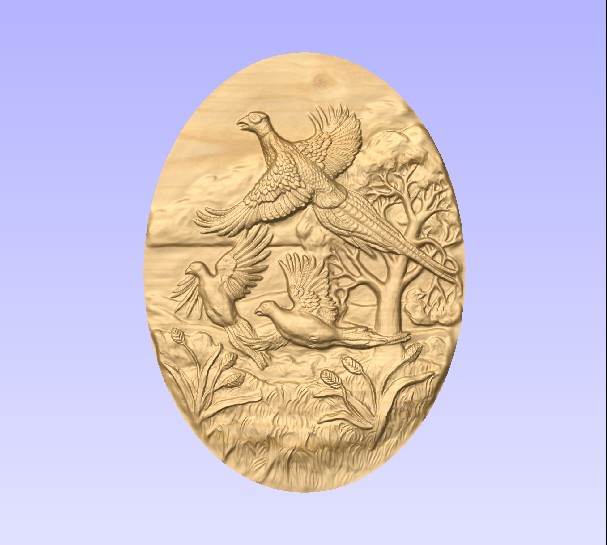 M3955 - Carved Birch Panel for a Hunting Lodge