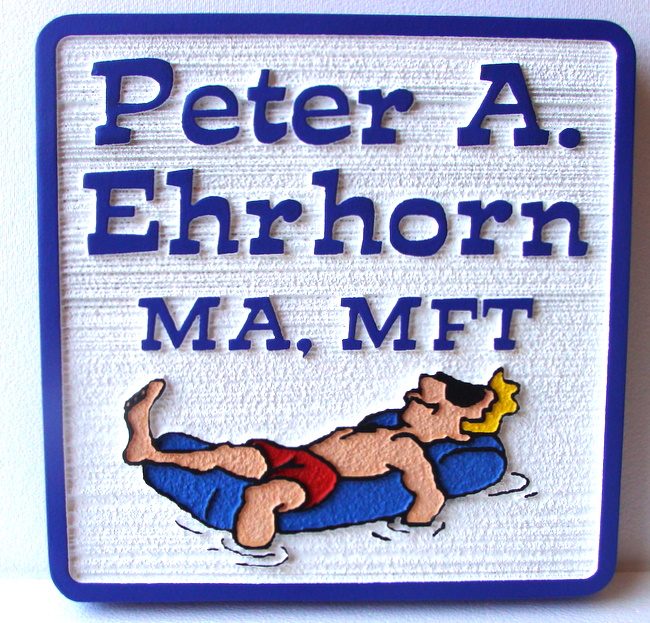 M22067 - Man Relaxing on Raft Sign