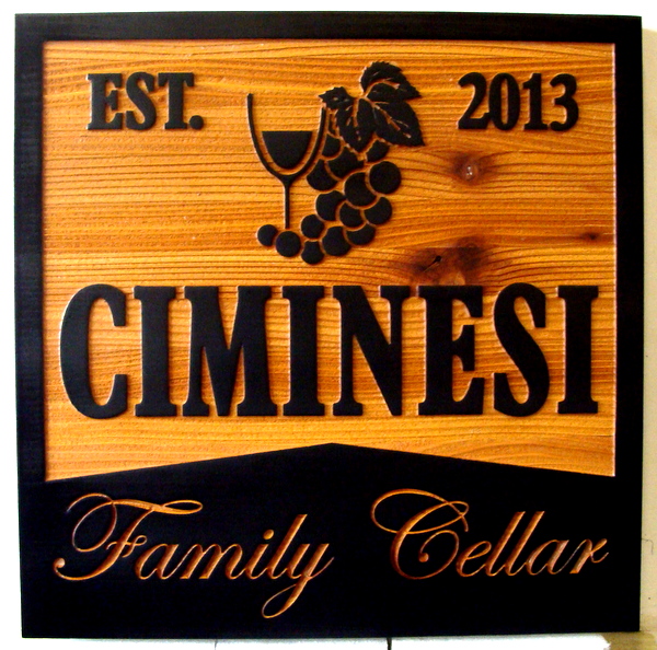 WP5390 - Wine Cellar Plaque, 2.5-D Stained Cedar
