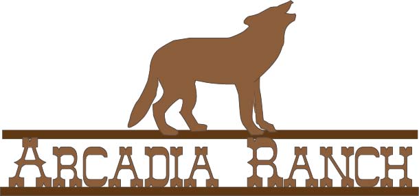 O24562 - Wrought Iron Ranch Sign, with Howling Wolf