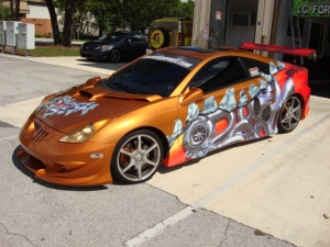 Partially wrapped car