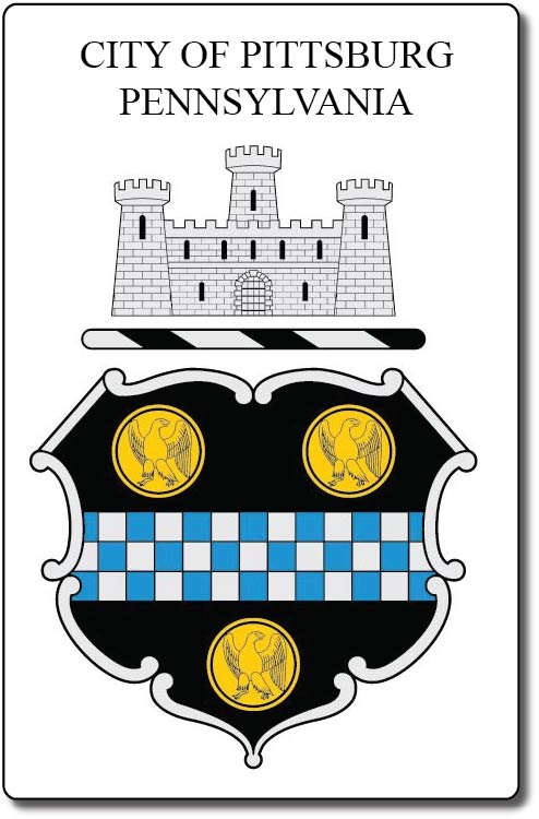 X33137 - Carved Wood Wall Plaque of the Seal and Coat-of-Arms of Pittsburg, Pennsylvania