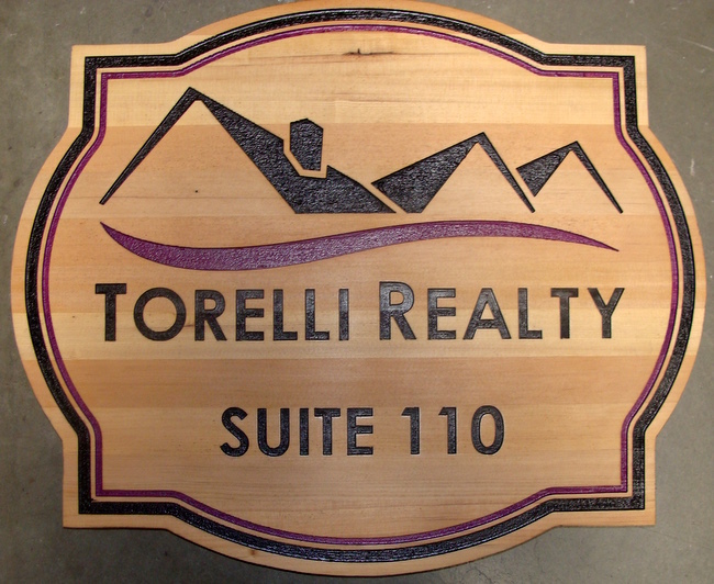 C12306 - Natural Cedar Wood Real Estate Company Sign