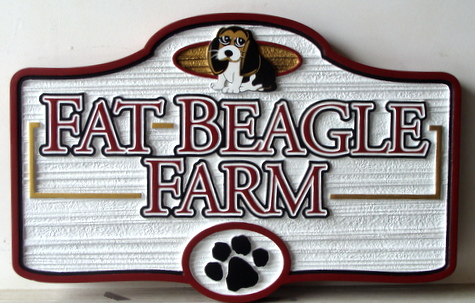 O24404 - Sandblasted and Carved "Fat Beagle" Farm Sign