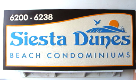 L21104 - Carved Wood Beach Condominum Entrance Sign