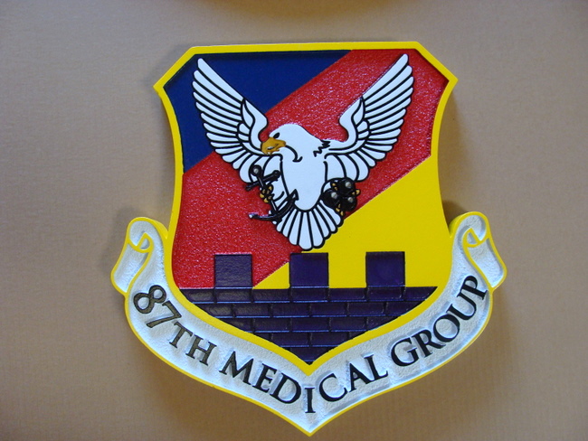 V31576 - 87th Medical Group Emblem Large Carved Plaque