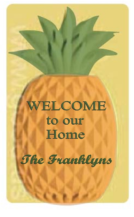 I18276 - Carved 3D Bas-Relief Pineapple Welcome Sign