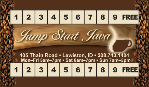 Jump Start Java Punch Card (Front)