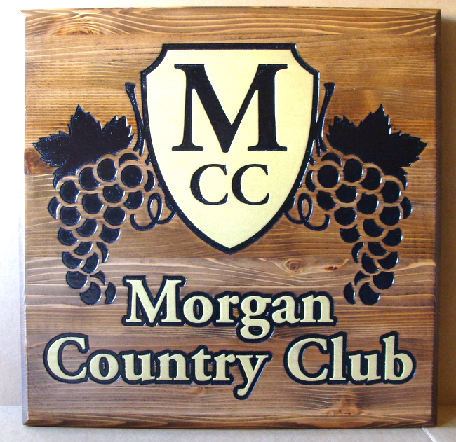 Winery Signs Vineyard Wine Cellar R27038 Stained Engraved Cedar Country Club Entrance Sign With G Cer Logo
