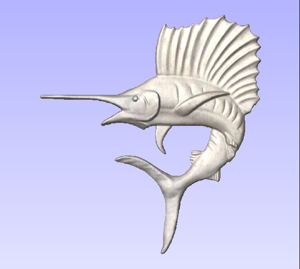 M2997 - Carved Sailfish, painted Metallic Silver
