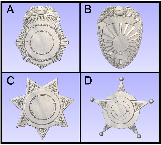 F15589 - Carved Police & Sheriffs Badges