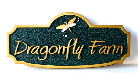O24145 - Sandblasted HDU Dragonfly Farm Sign