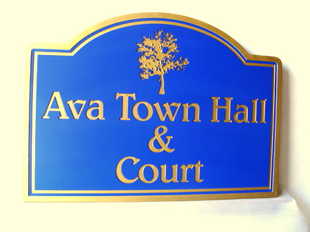 F15017 - Engraved Wood Town Hall & Court Sign