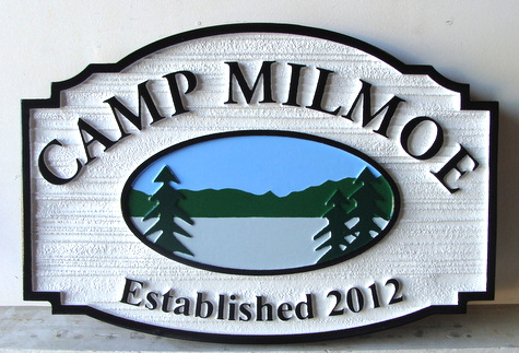 G16316 - Sandblasted and Carved HDU Entrance Sign for Private Camp
