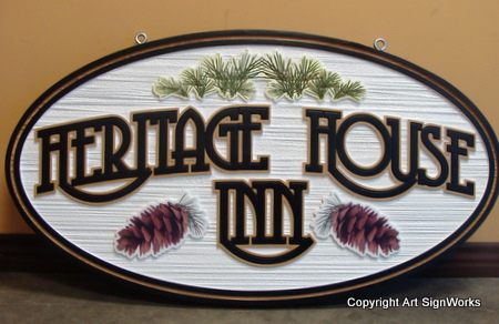 M22049 - Mountain Inn Sign with Pinecones