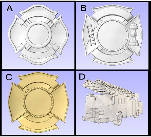 X33592 -  3D Carved Wood Appliques ( Firefighter Badges) 