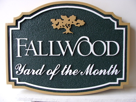 KA20911 - Yard-of-the-Month Sign with Golden Oak Tree