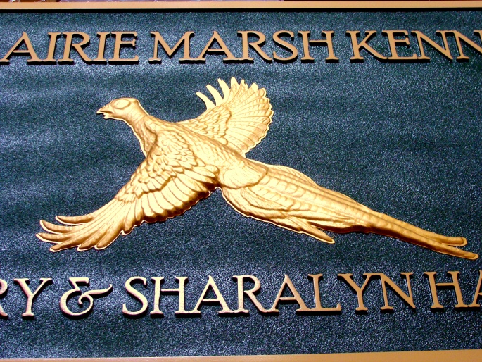 M22012 - CNC 3D Carved and Sandblasted HDU Golden Pheasant Sign