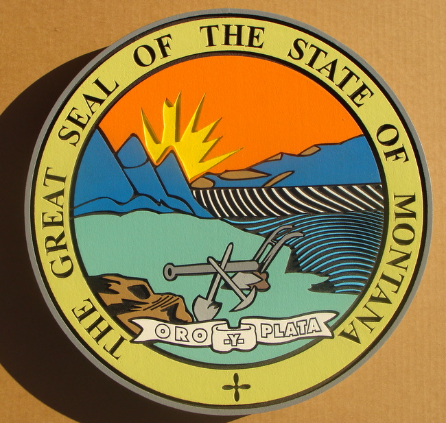 M1245 -  Great Seal of the State of Montana Wood Plaque
