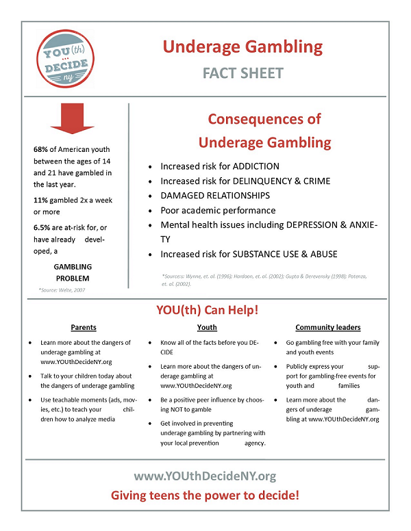 Cortland Prevention Resources : Fact Sheets : Gambling