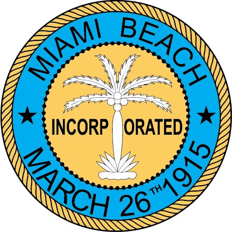 X33096 - Carved Wooden Plaque of the Seal of the City of Miami Beach, Florida