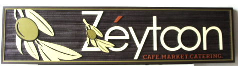 Q25626 - Carved Wooden Cafe Market Catering Sign with Avocado