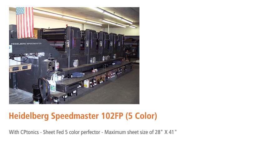 5-Color Heidelberg Speedmaster 102FP