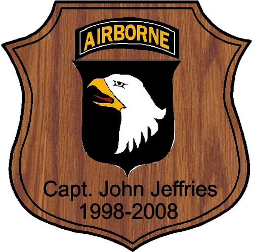 V31761 - Carved Cedar Wood Shield for Custom 101st Airborne Division, USA