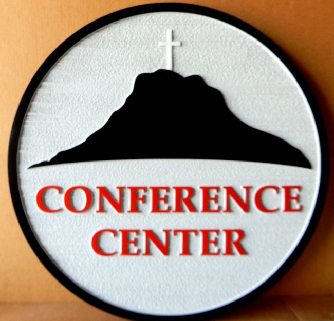 G16334A -  Conference Center Sign with Salvation Army Cross and Mountain Logo