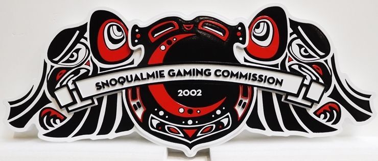 ZP-1046- Carved 2.5-D Multi-Level HDU Sign for the Snoqualmie Native American Gaming Commission 