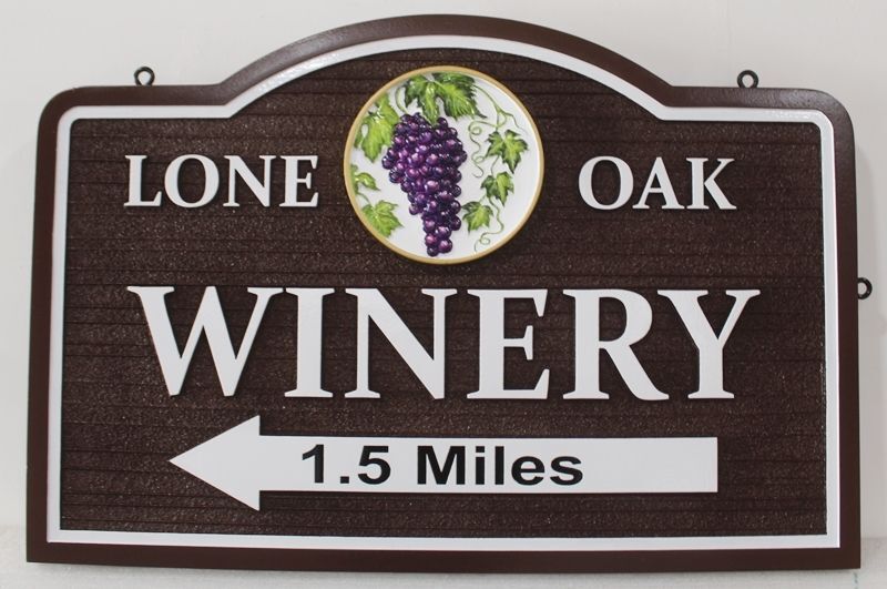 R27049A  - Carved and Sandblasted Sign for "Lone Oak Winery"