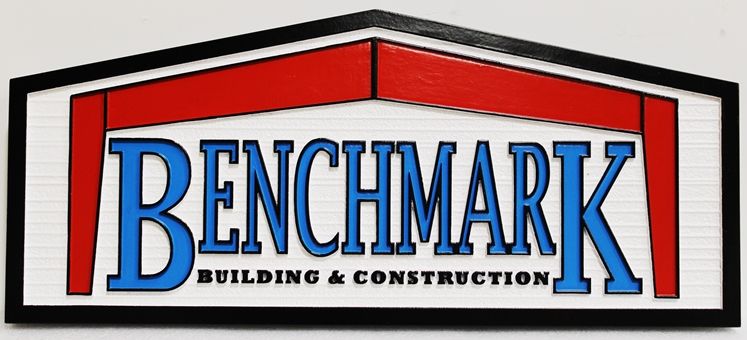 S28172 - Carved Sign  for the Benchmark Building & Construction Company with Logo as Artwork