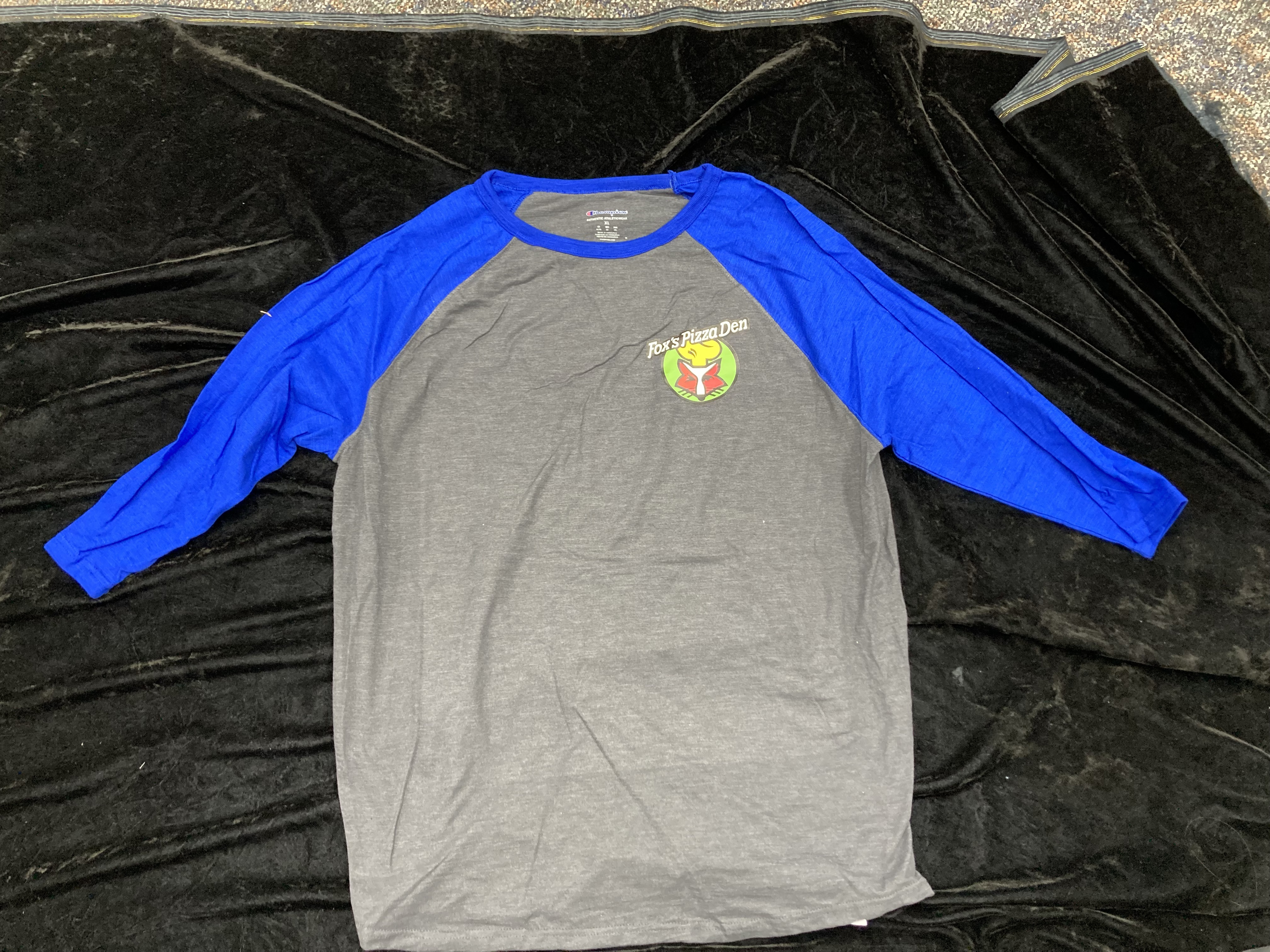 SALE Fox's Logo - XL Grey/Blue Champion Raglan 3/4 Sleeve Tee