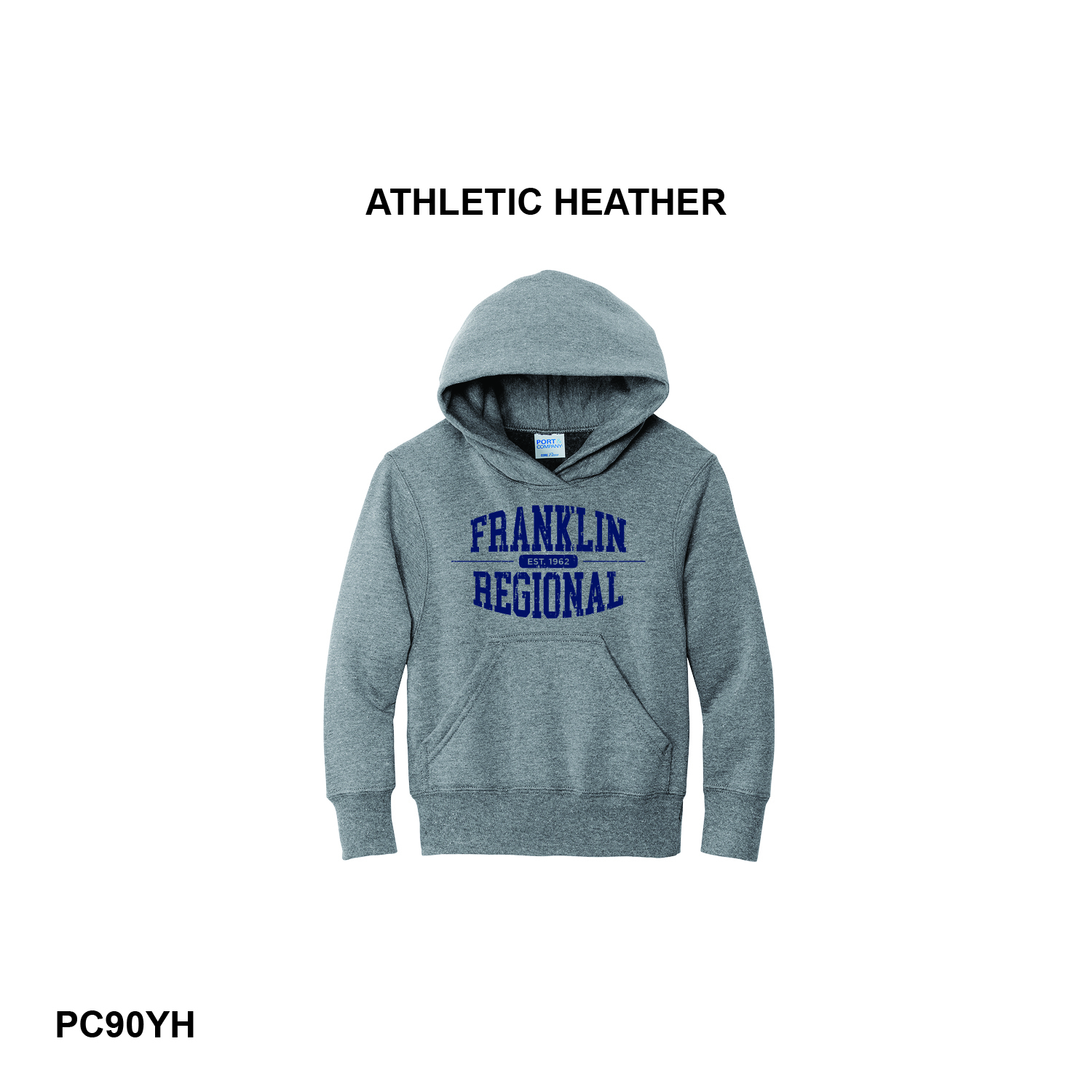 FR ESTD DISTRESSED LOGO - Port & Co™ Youth Core Fleece Pullover Hooded Sweatshirt