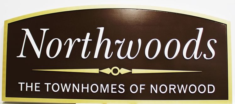  K20384- Carved 2.5D  High-Density-Urethane (HDU)  Entrance Sign for the "Northwoods Townhomes"