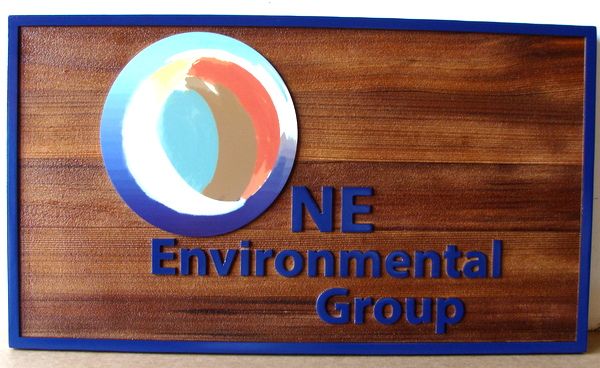 SA28769 - Stained Cedar Wood Plaque with Carved HDU Letters for NE Environmental Group, Stylized 