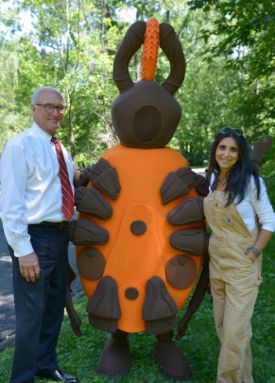 Ridgefield First Selectman Rudy Marconi, Fran the Tick and Dr. Neeta Connally in new prevention video