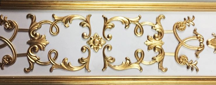 XP-1395 - Carved Plaque with Ornate  Flourishes, 3-D Brass Plated