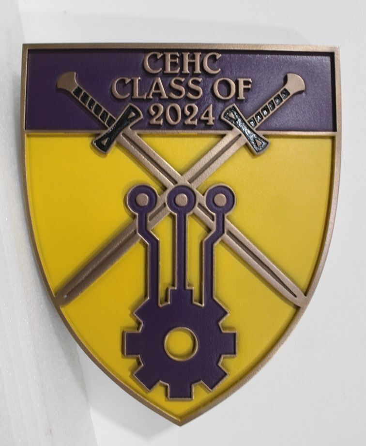 MP-2625 - Carved 2.5-D Plaque of the Crest  of the Army's Counter Explosives Hazard Center (CEHC) Class of 2024 