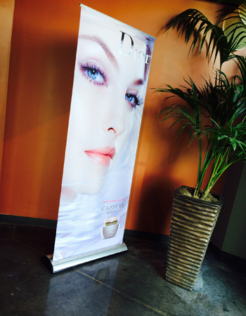 Retractable Banner with stand- 6.5' x 33.5"