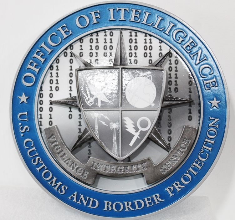 AP-4158 - Carved 2.5-D HDU Plaque of the Seal of the Office of Intelligence & Analysis, Customs and Border Protection