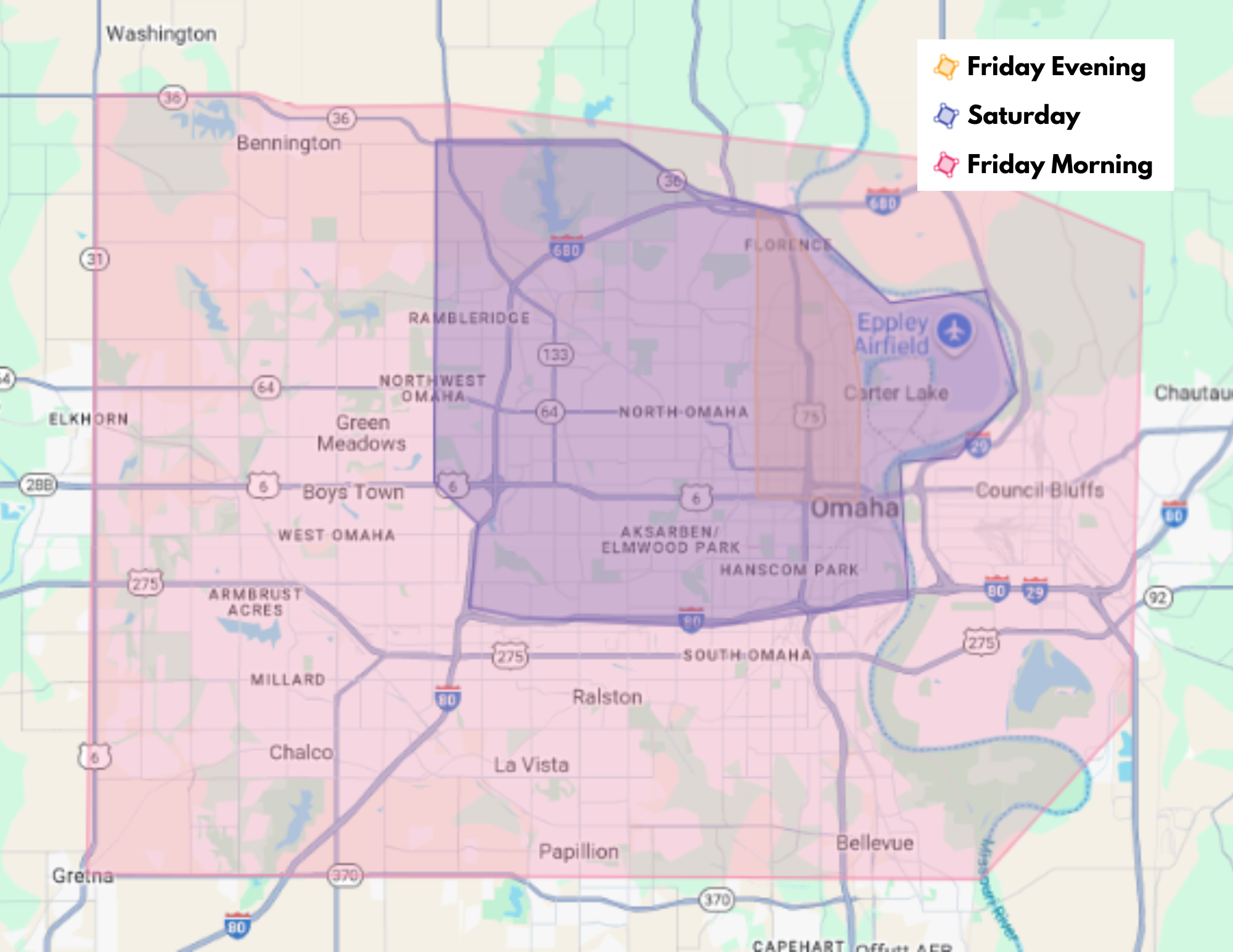 Map of delivery zones