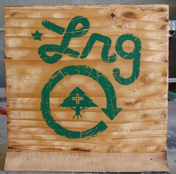 SB28955 - Carved Distressed Sandblasted Cedar Wood Plaque "Lrg"  for a Store Display of the Brand 