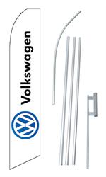 Volkswagen White Swooper/Feather Flag + Pole + Ground Spike