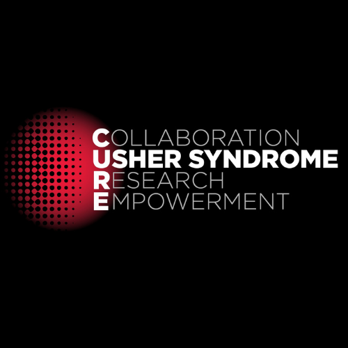CUREUsher logo: Collaborative, Usher Syndrome, Research, Empowerment